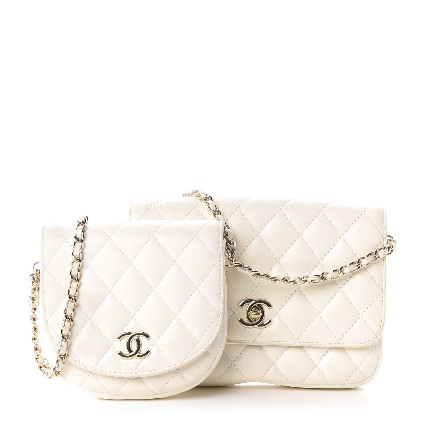 Lambskin Quilted Side Packs White
