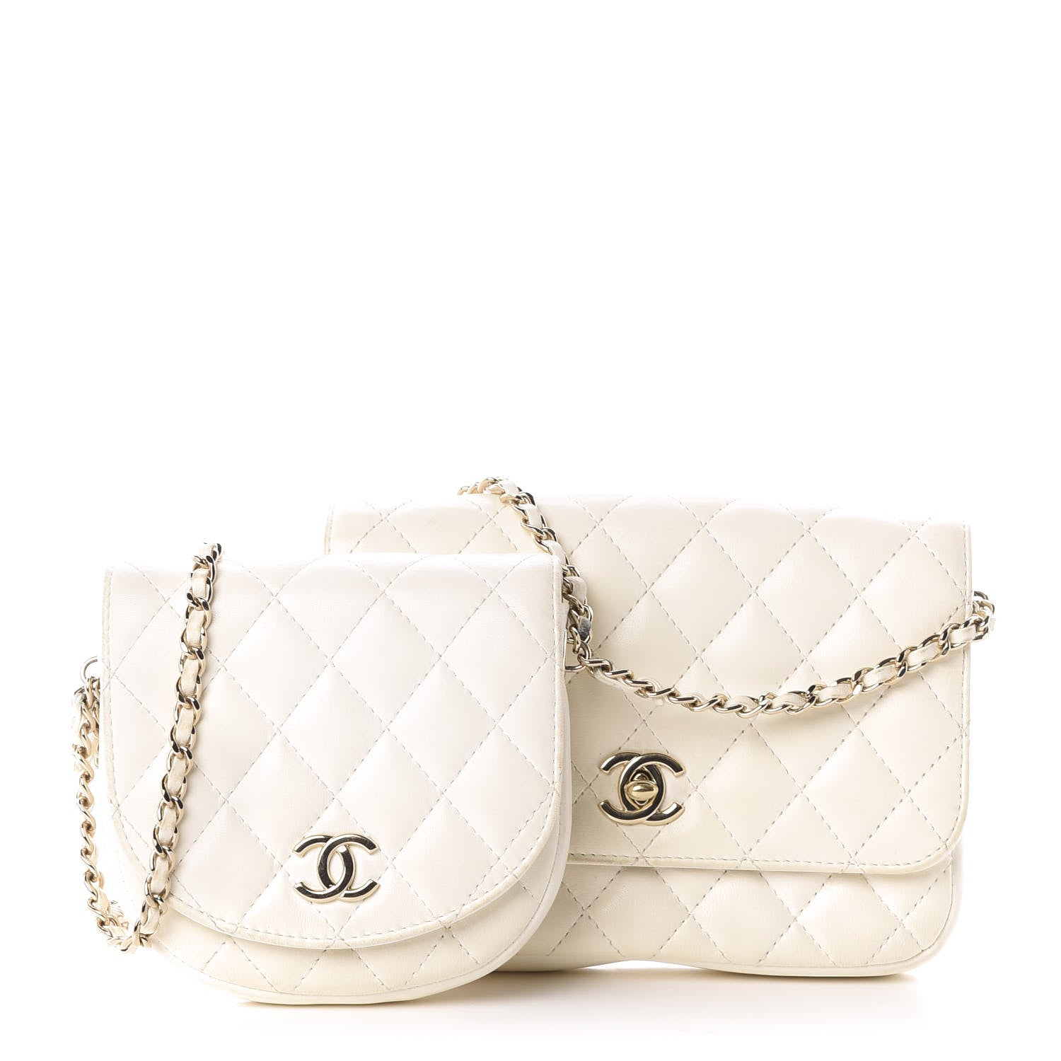 Chanel Lambskin Quilted Side Packs White 1 of 11