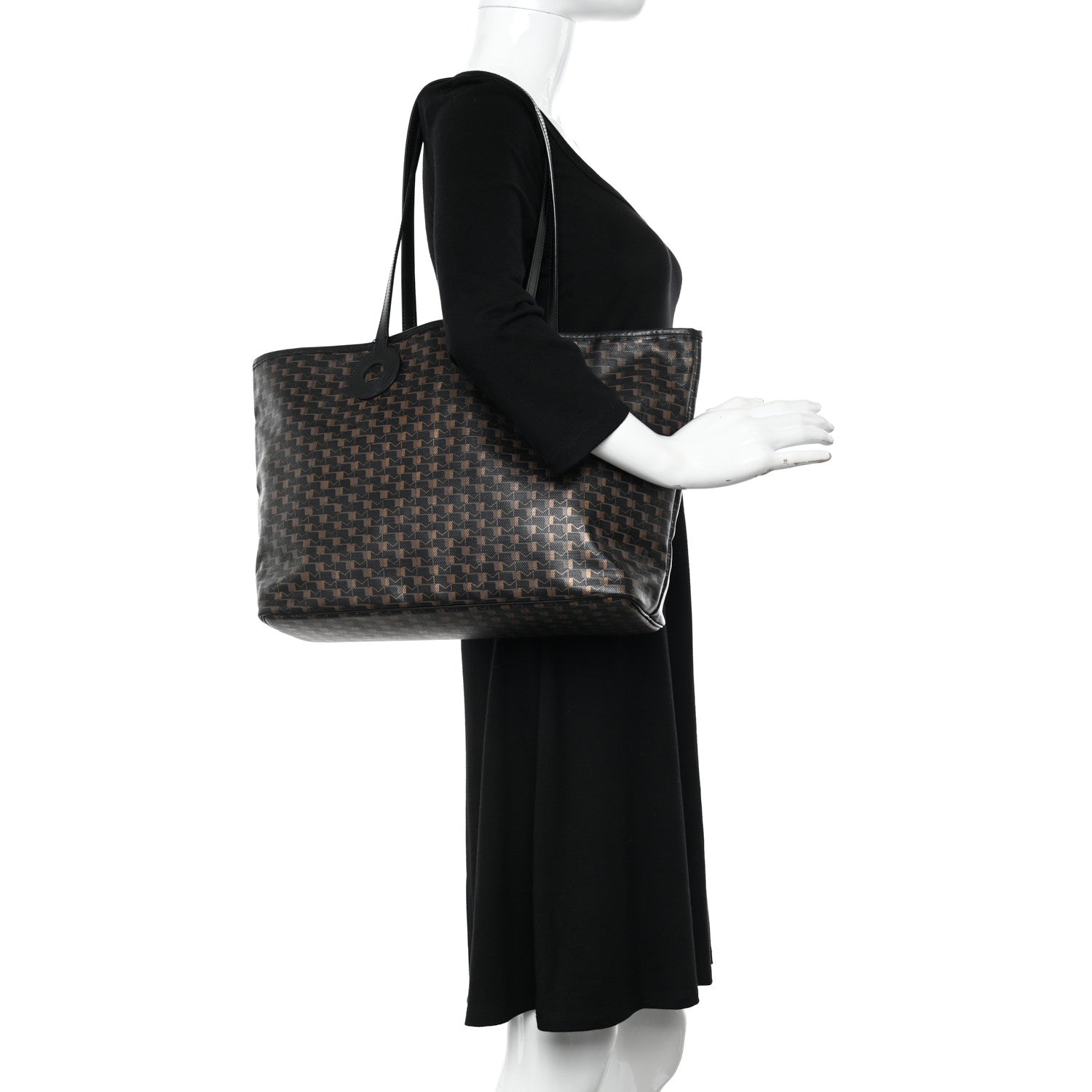 Moynat Grained Calfskin Canvas 1920 Oh! Tote Ruban MM Carbon Bronze 2 of 17