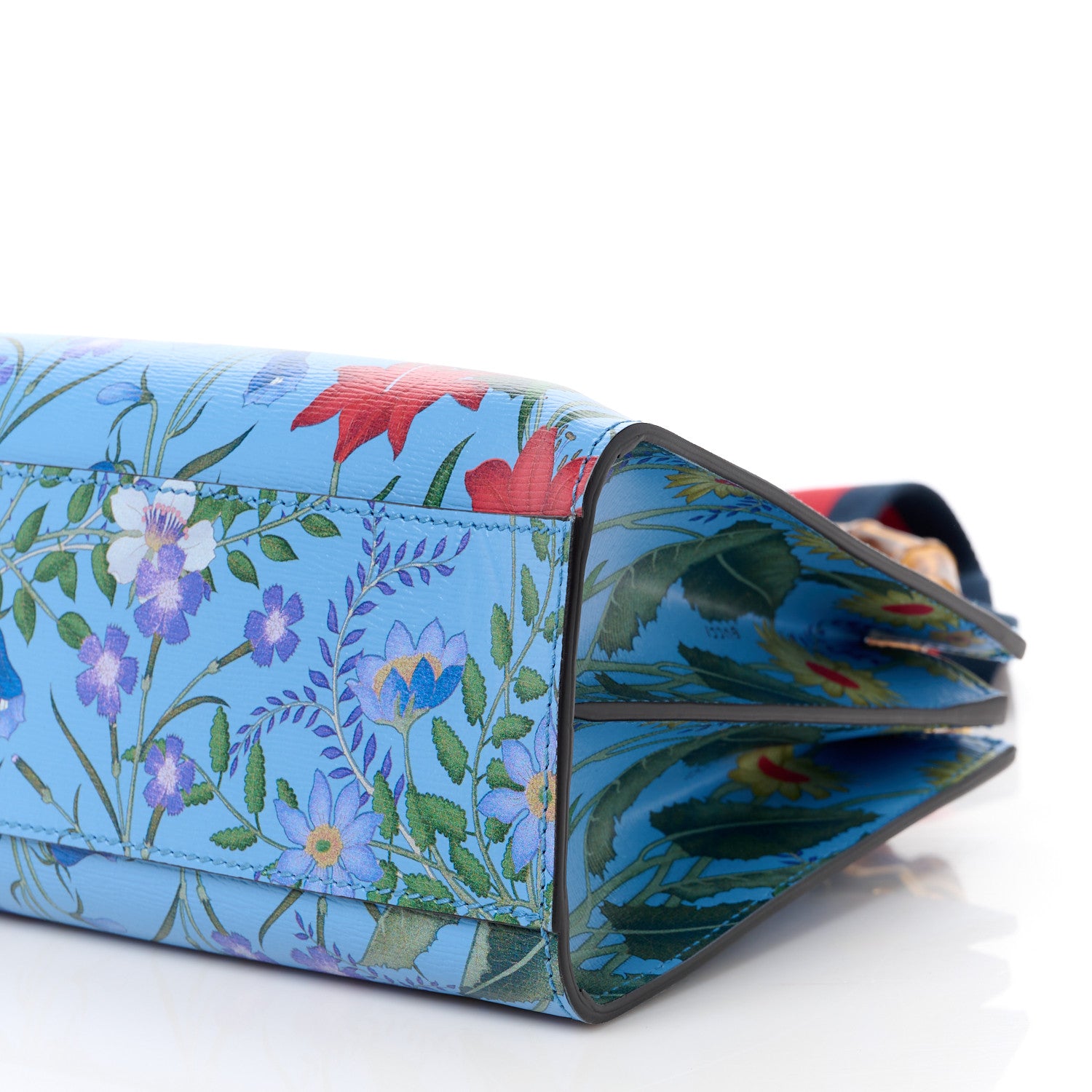 Gucci Calfskin Bamboo Web New Flora Small Nymphaea Top Handle Bag Azure 13 of 15