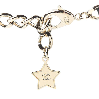 Chanel Lambskin Crystal CC Logo Charming Necklace Gold Black 4 of 5