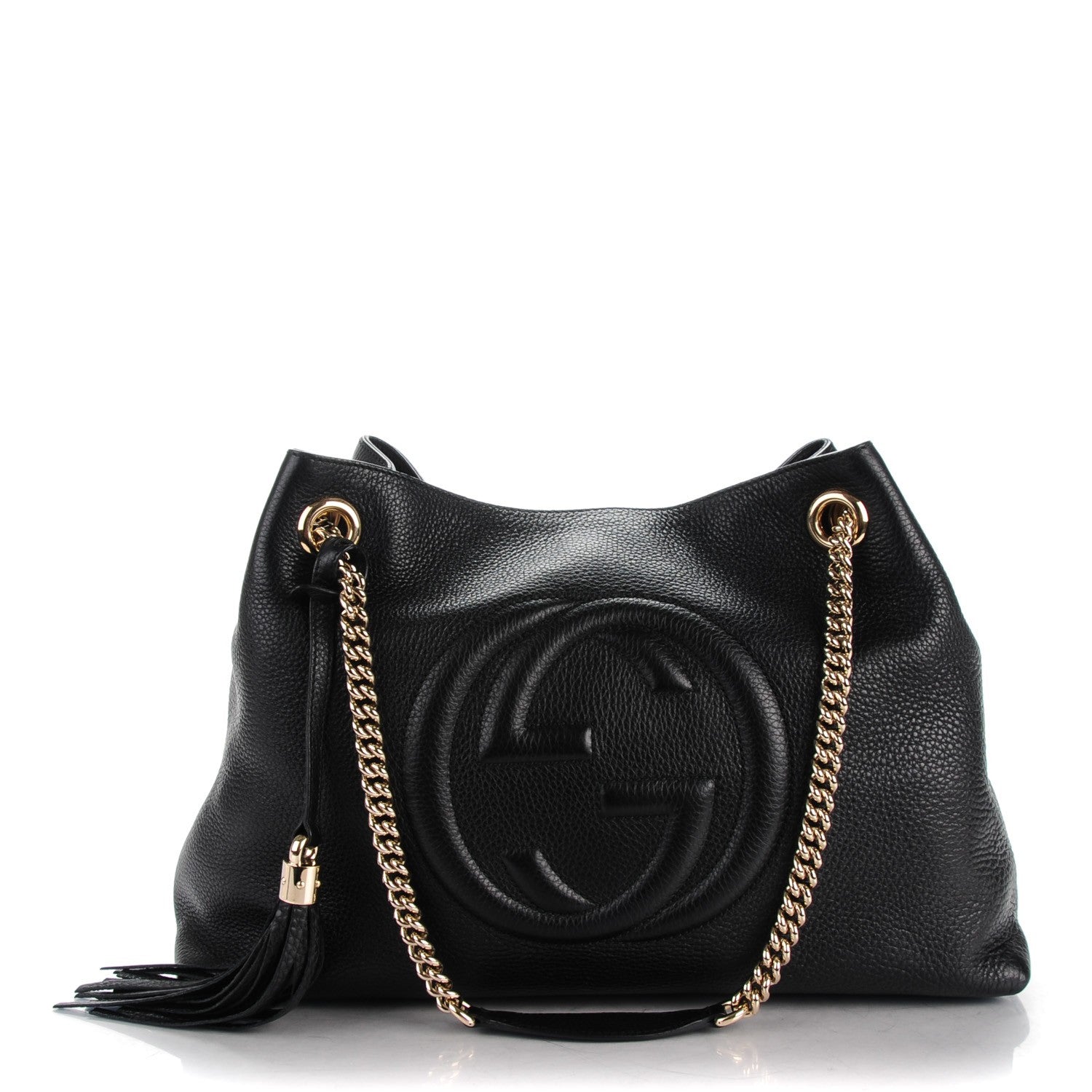 Gucci Pebbled Calfskin Medium Soho Chain Shoulder Bag Black 1 of 7