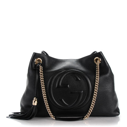 Gucci Pebbled Calfskin Medium Soho Chain Shoulder Bag Black 1 of 7