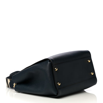 Burberry Soft Grain Calfskin Medium Buckle Tote Blue Carbon 4 of 14