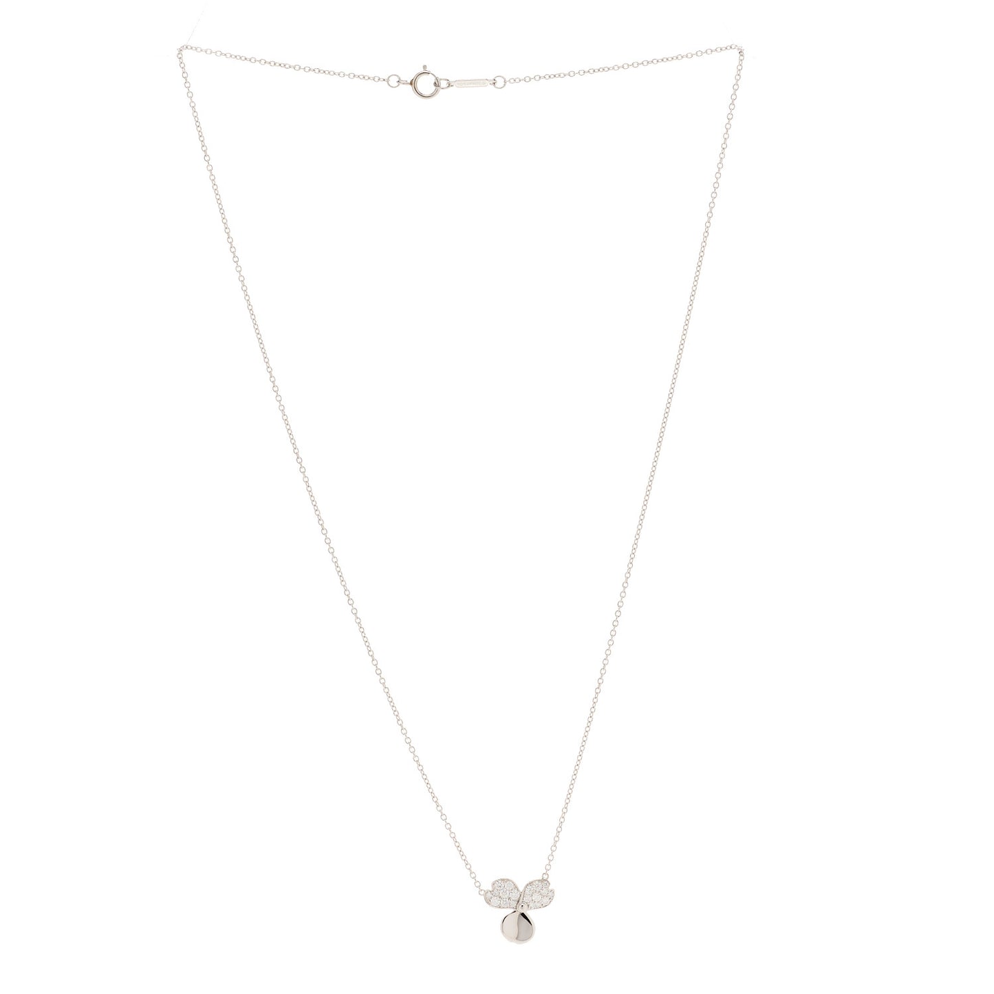 Platinum Diamond .17ctw Small Paper Flowers Pendant Necklace