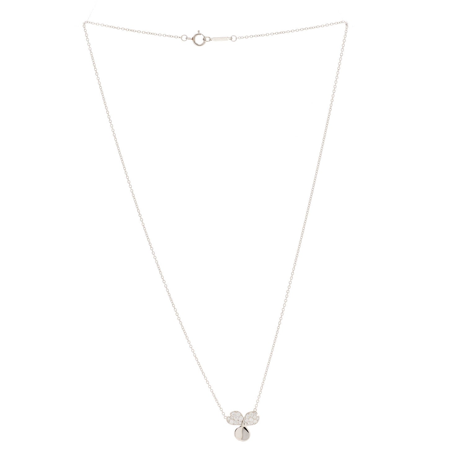 Tiffany Platinum Diamond .17ctw Small Paper Flowers Pendant Necklace 3 of 6