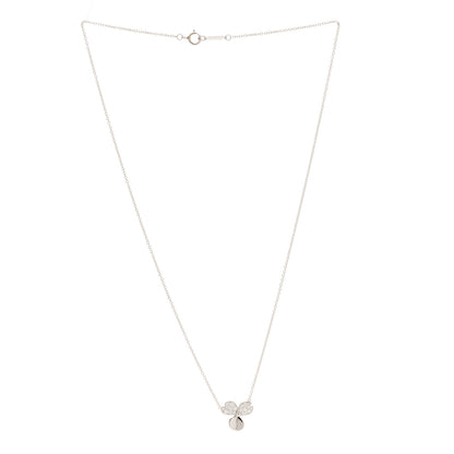 Tiffany Platinum Diamond .17ctw Small Paper Flowers Pendant Necklace 3 of 6