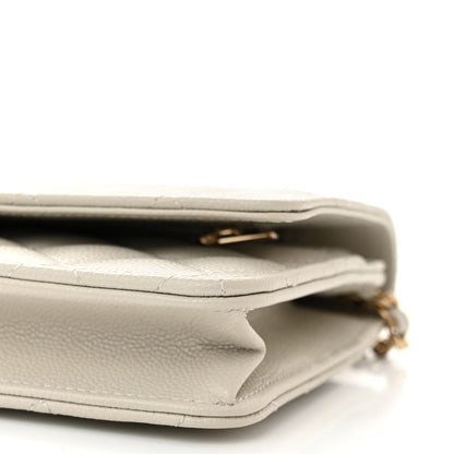 Chanel Caviar Quilted Wallet On Chain WOC Light Gray 11 of 12