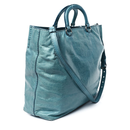 Prada Vitello Shine Shopping Tote Azzurro 3 of 12