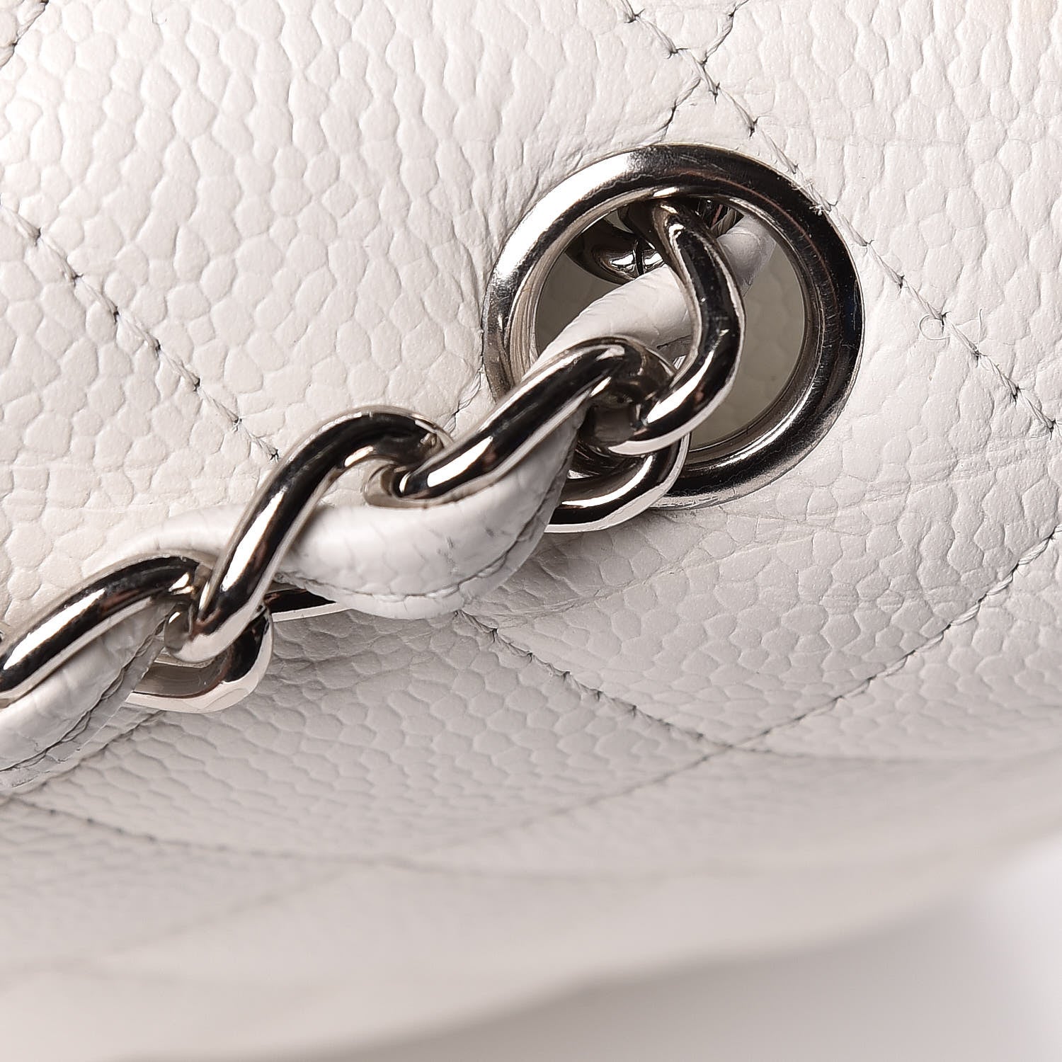 Chanel Caviar Quilted Jumbo Double Flap White 18 of 22