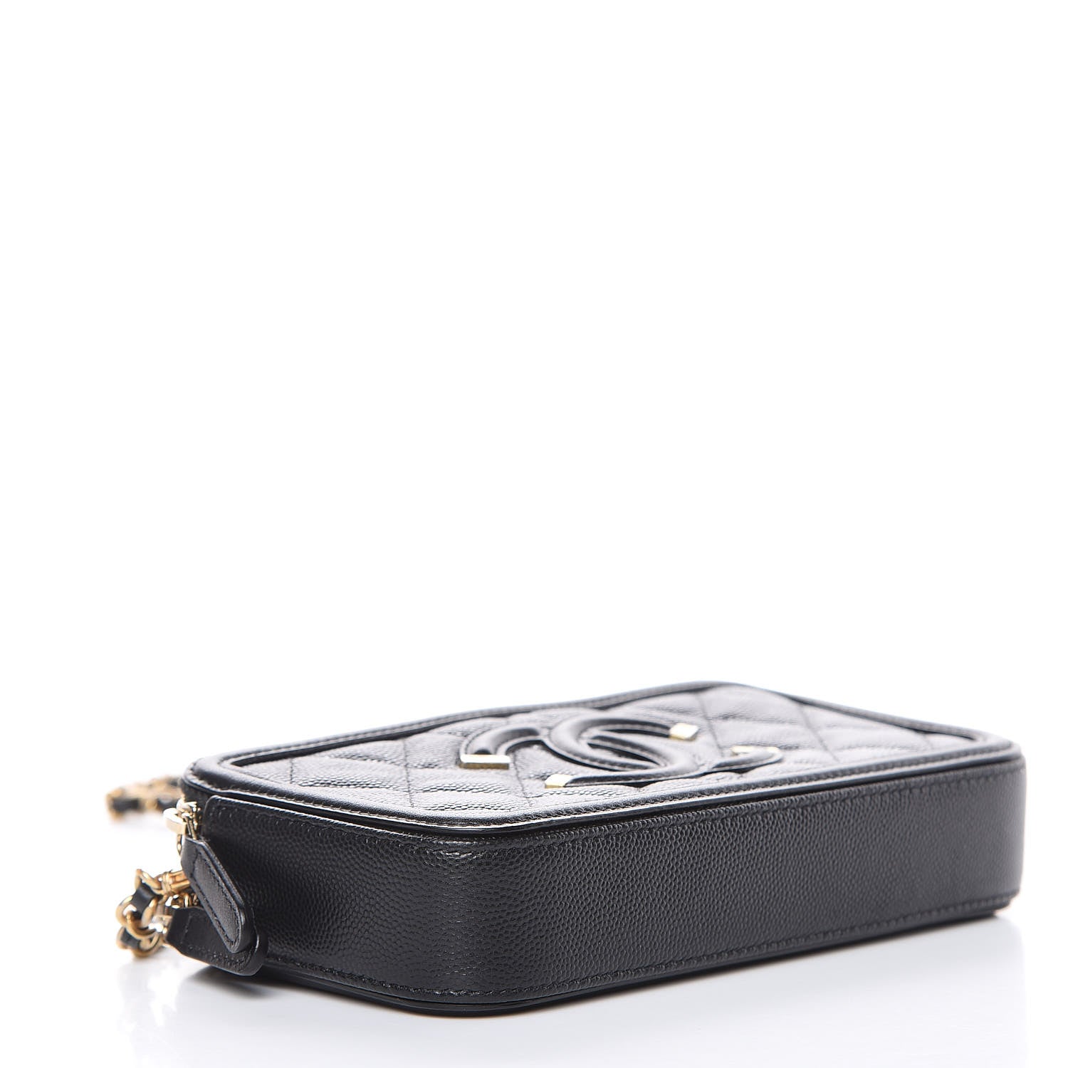 Chanel Caviar Quilted CC Filigree Clutch With Chain Black 4 of 13