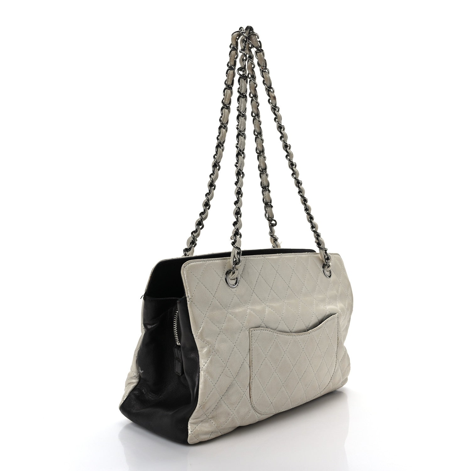 Chanel Metallic Lambskin Quilted Timeless CC Tote White Black 3 of 14