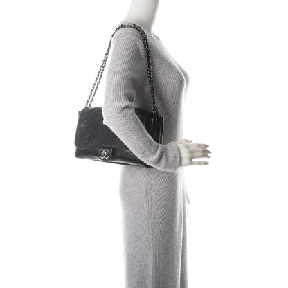 Chanel Lambskin Tweed Large Camellia Petals Flap Black 2 of 7