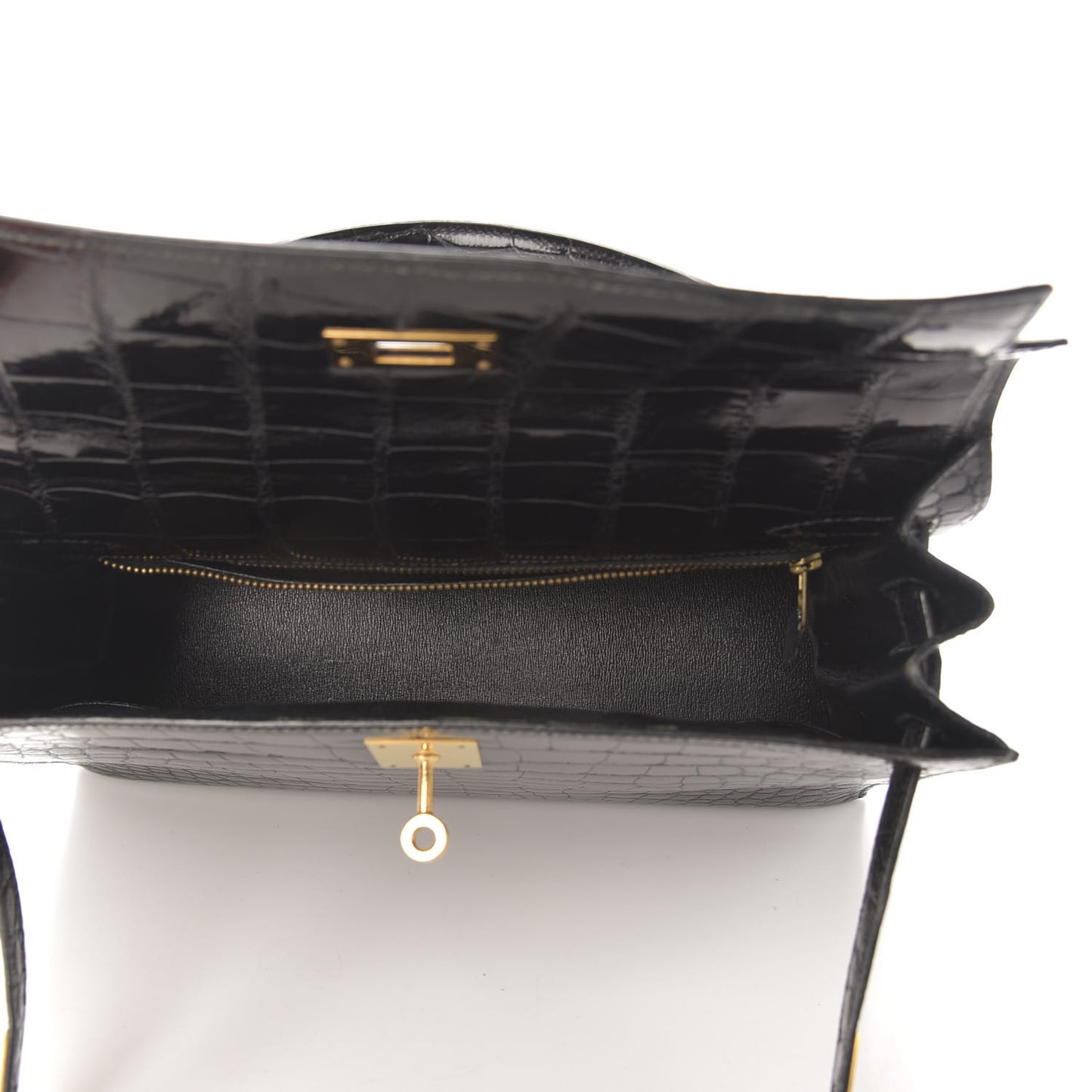 Shiny Crocodile Kelly Sellier 32 Black