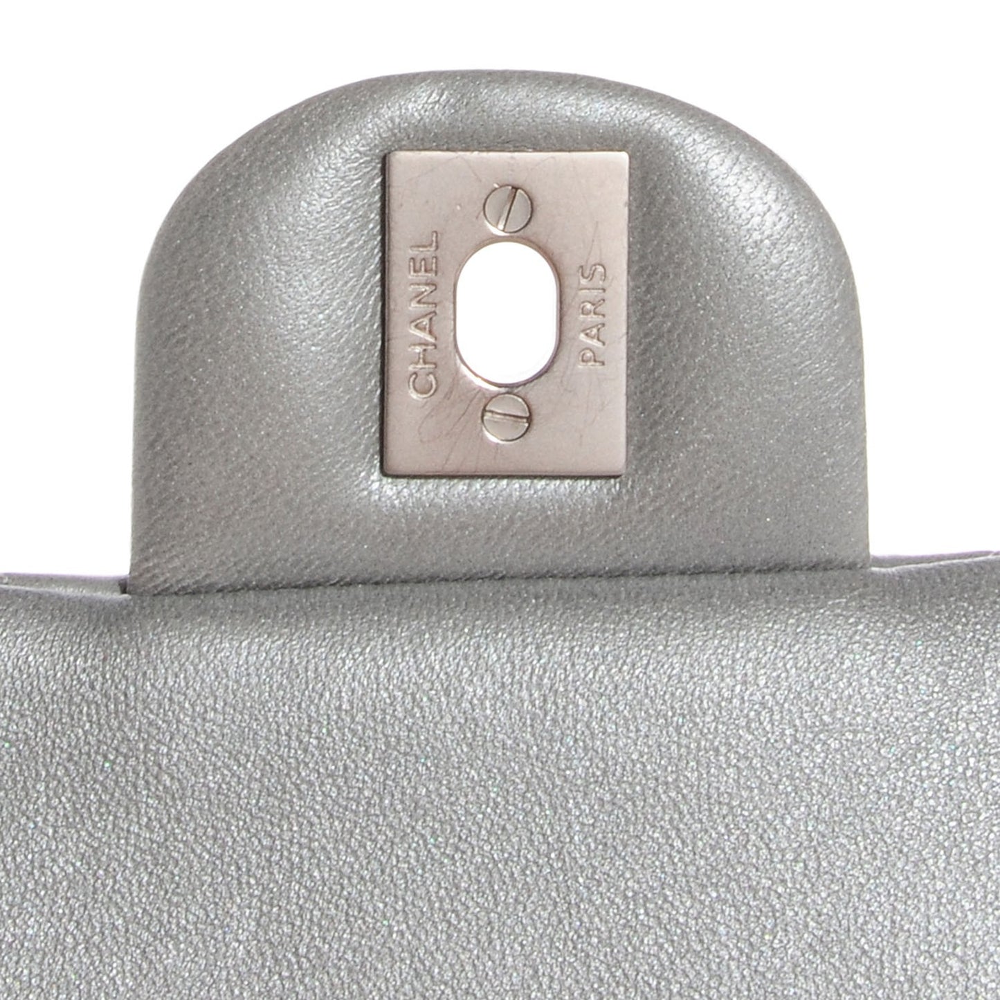 Lambskin Quilted Clutch With Chain Flap Silver