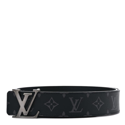Louis Vuitton Monogram Eclipse Taigarama 40mm LV Initiales Reversible Belt 105 42 Black 1 of 5