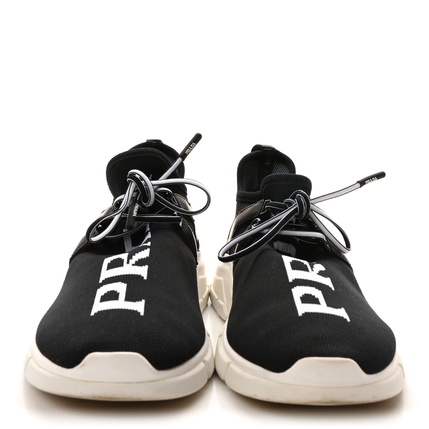 Knit Fabric Womens Logo Sneakers 36 Black White