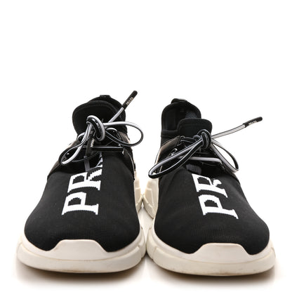 Prada Knit Fabric Womens Logo Sneakers 36 Black White 3 of 9