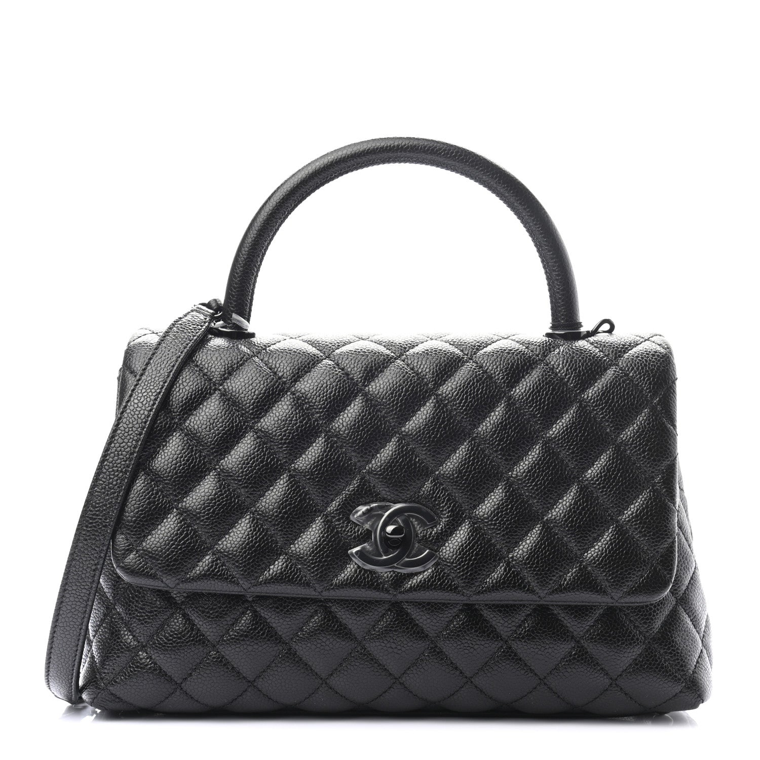 Chanel Caviar Quilted Small Coco Handle Flap So Black 1 of 9