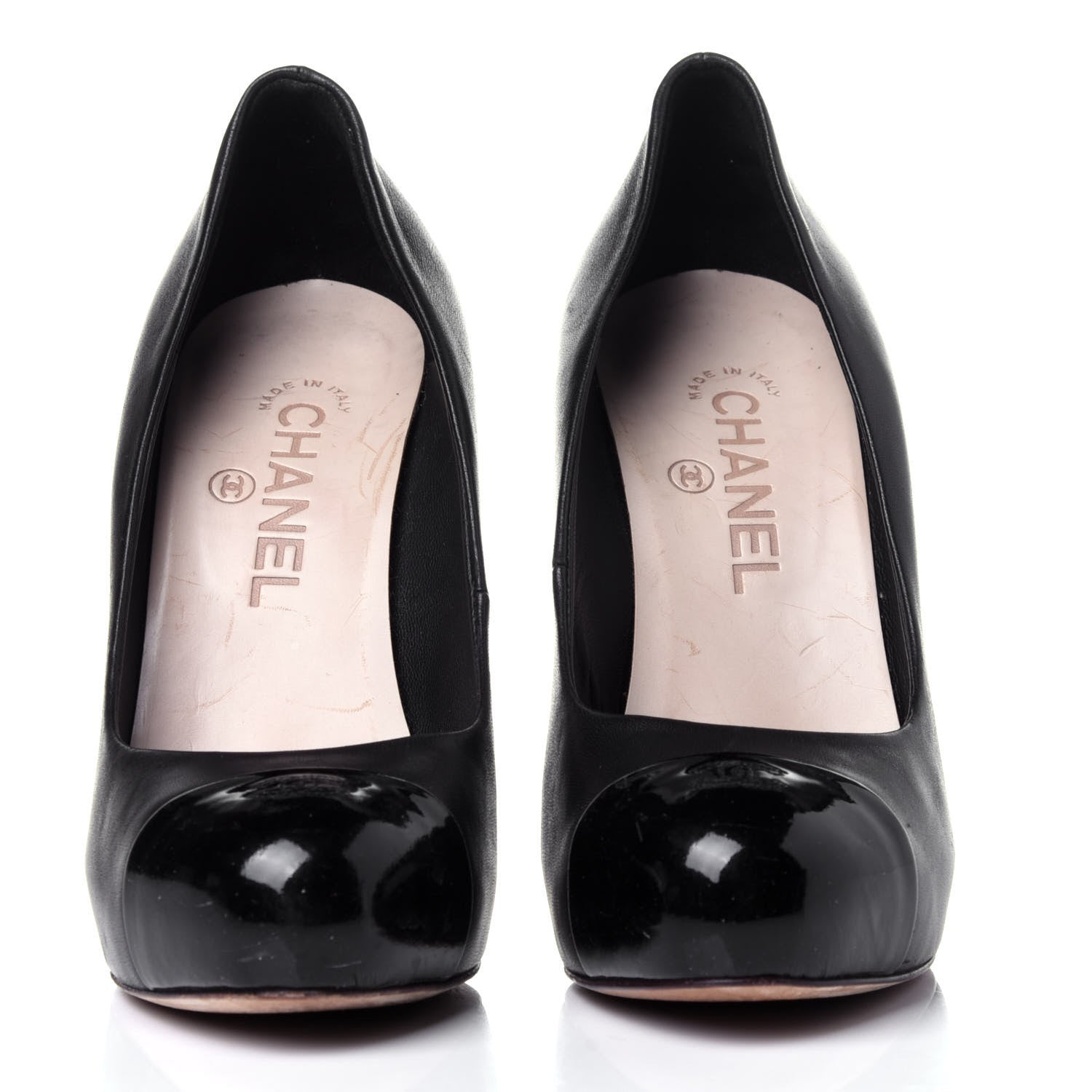 Chanel Lambskin Cap Toe CC Pumps 37.5 Black 2 of 13