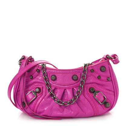 Balenciaga Agneau Arena Le Cagole Mini Purse With Chain Lipstick Pink 1 of 10