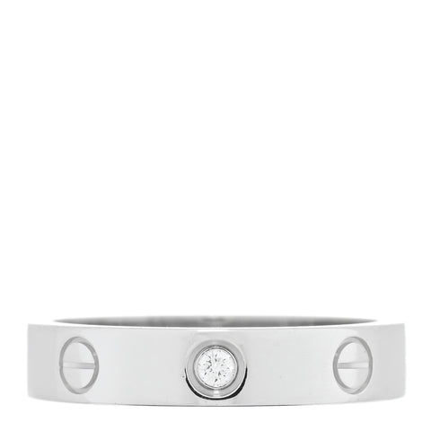 18K White Gold Diamond 4mm LOVE Wedding Band Ring 53 6.25