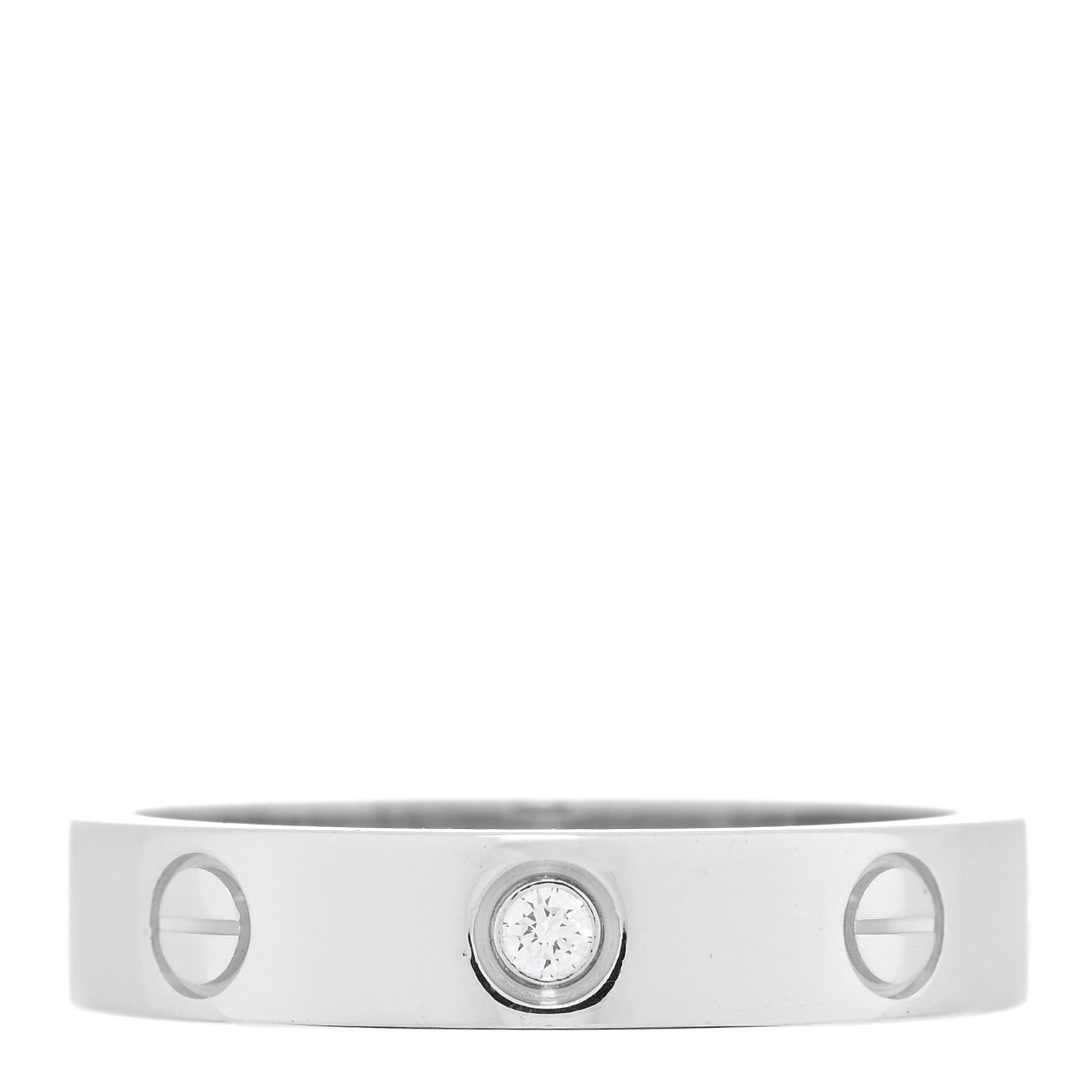 Cartier 18K White Gold Diamond 4mm LOVE Wedding Band Ring 53 6.25 1 of 6