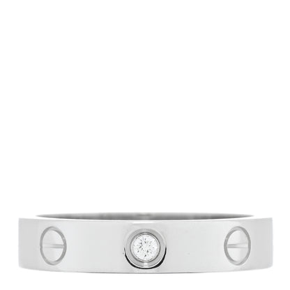 Cartier 18K White Gold Diamond 4mm LOVE Wedding Band Ring 53 6.25 1 of 6