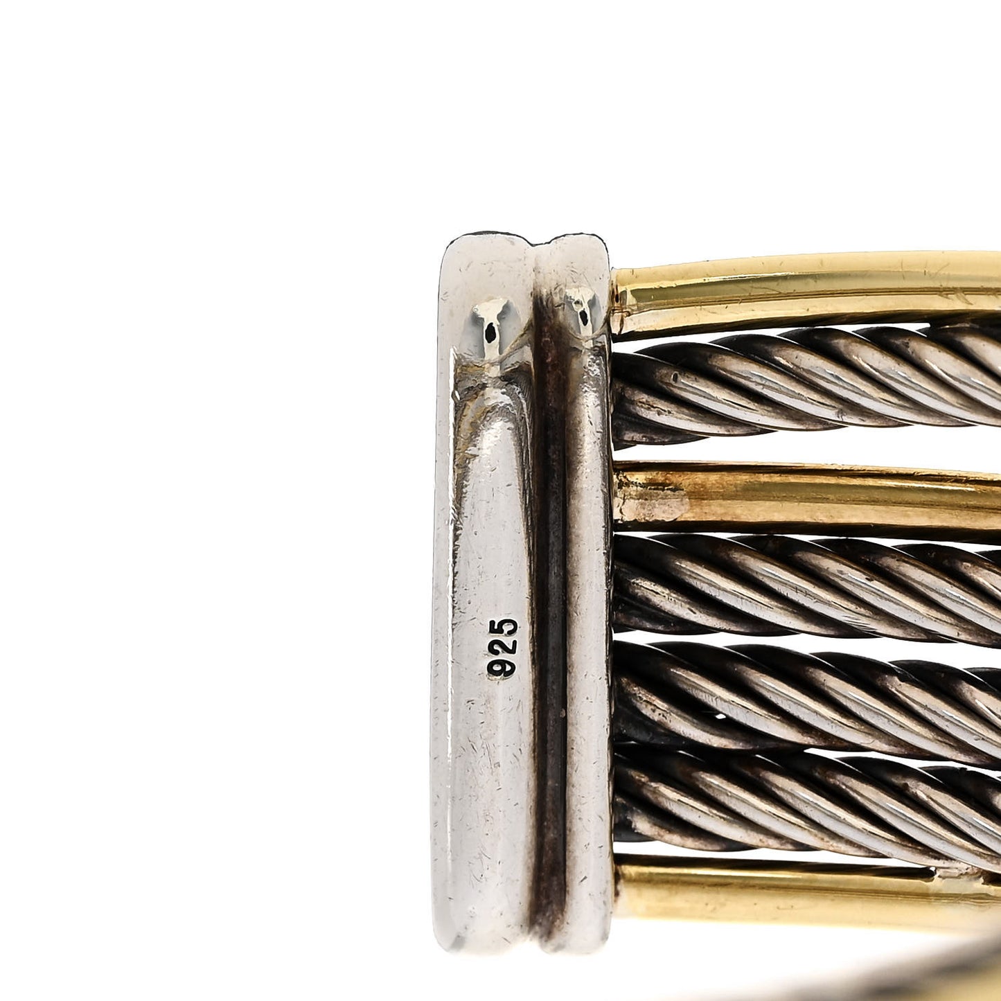 Sterling Silver 18K Yellow Gold 21mm Four Row Crossover Cuff Bracelet