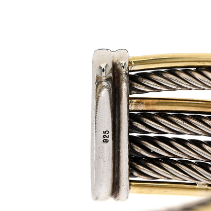 David Yurman Sterling Silver 18K Yellow Gold 21mm Four Row Crossover Cuff Bracelet 4 of 4