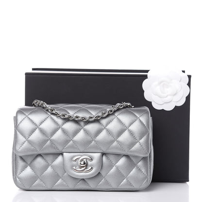 Chanel Metallic Lambskin Quilted Mini Rectangular Flap Silver 10 of 10