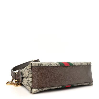 Gucci GG Supreme Monogram Textured Dollar Calfskin Web Small Ophidia Dome Shoulder Bag Beige Ebony New Acero 4 of 10