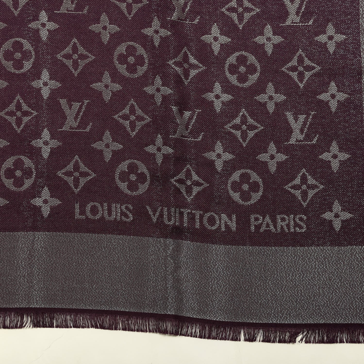 Louis Vuitton Silk Lurex Wool Monogram Shine Shawl Amarante 2 of 4