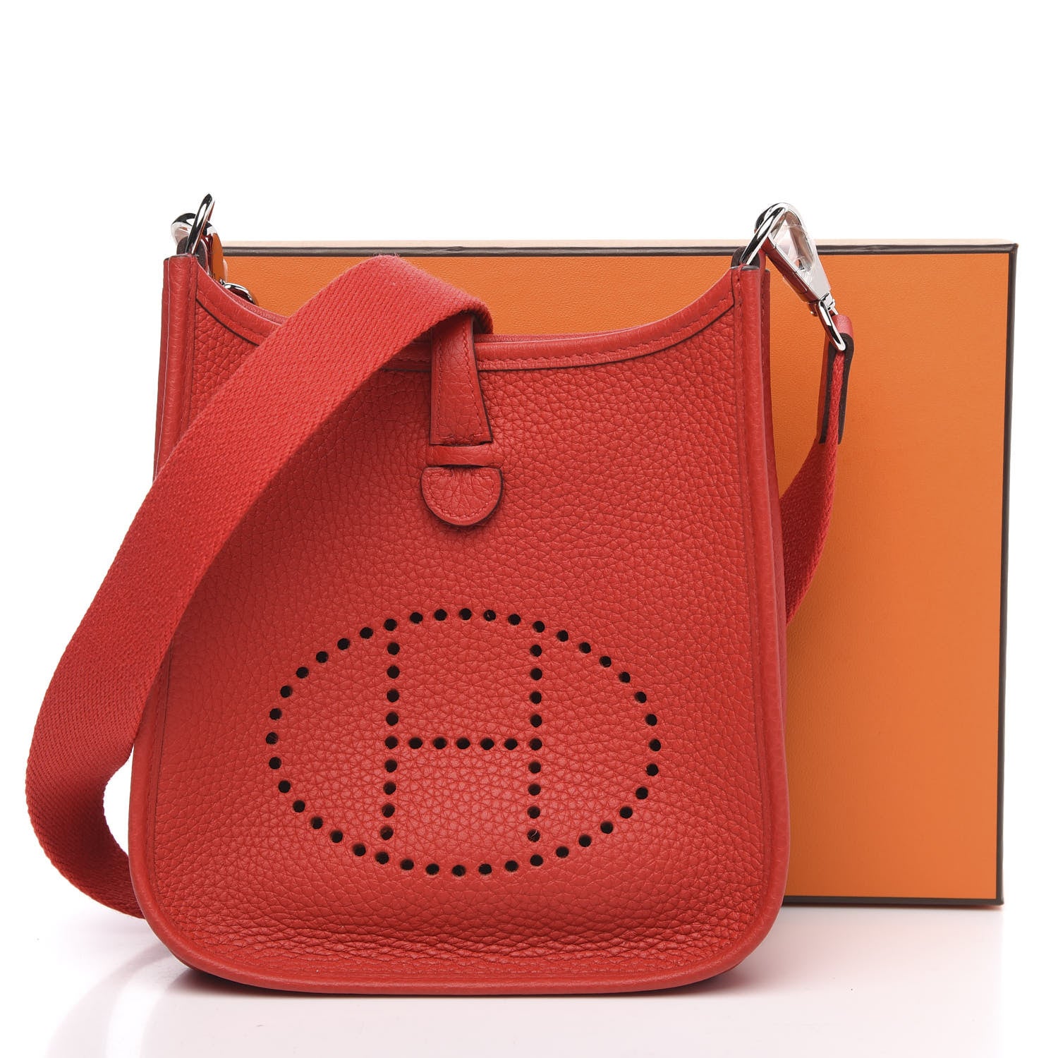 Hermes Taurillon Clemence Evelyne TPM Rouge Tomate 10 of 10