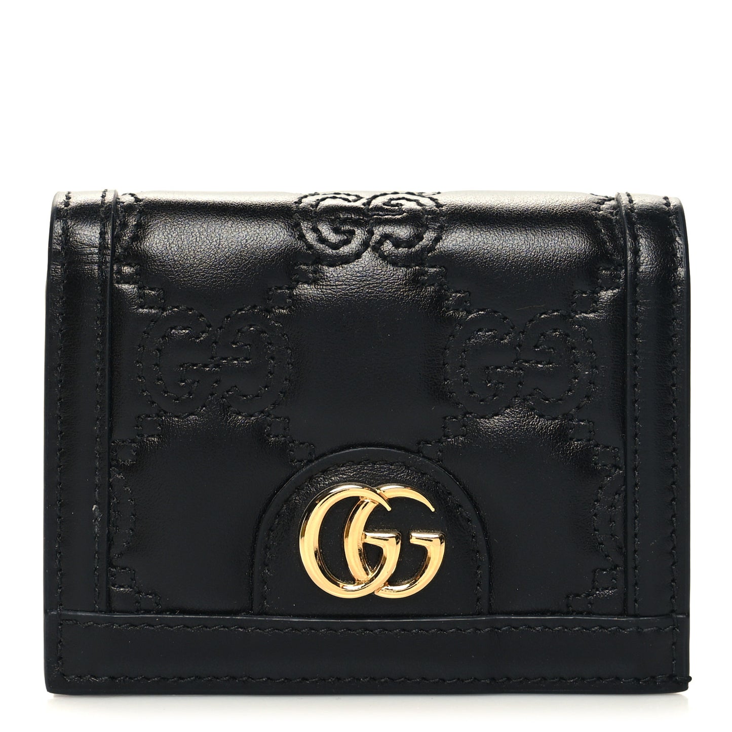 Calfskin GG Matelasse Card Case Wallet Black