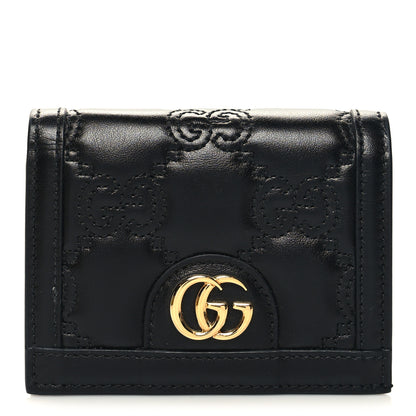 Gucci Calfskin GG Matelasse Card Case Wallet Black 1 of 9