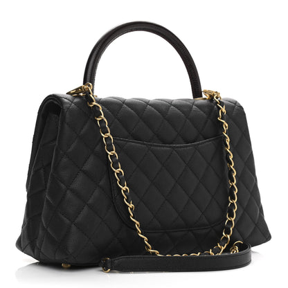 Chanel Caviar Lizard Embossed Quilted Small Coco Handle Flap Black 3 of 10