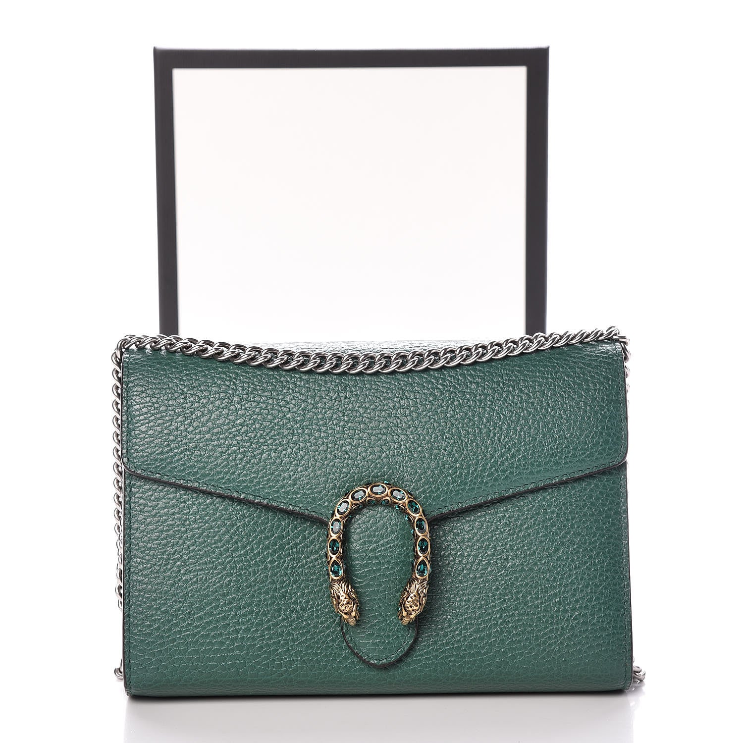 Gucci Calfskin Mini Dionysus Chain Wallet Emerald 10 of 10