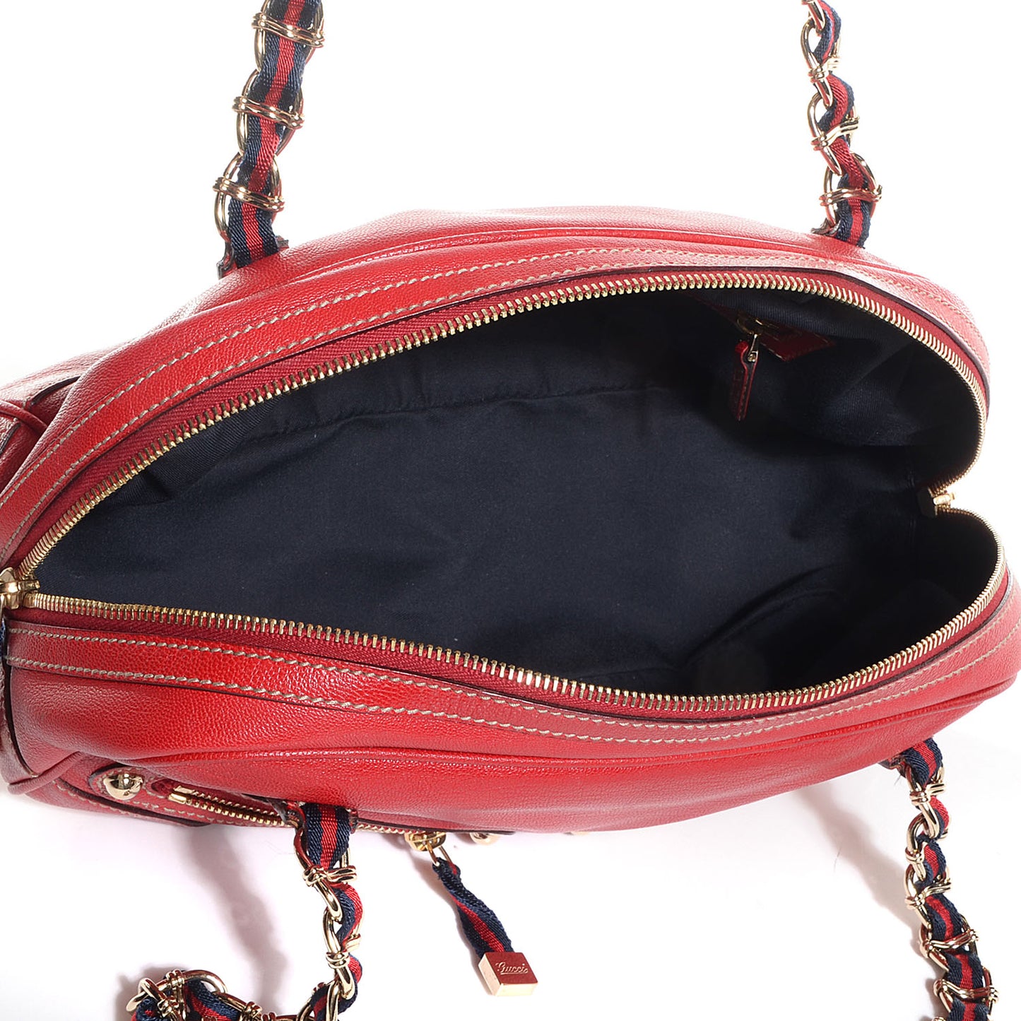Leather Capri Small Bowler Red
