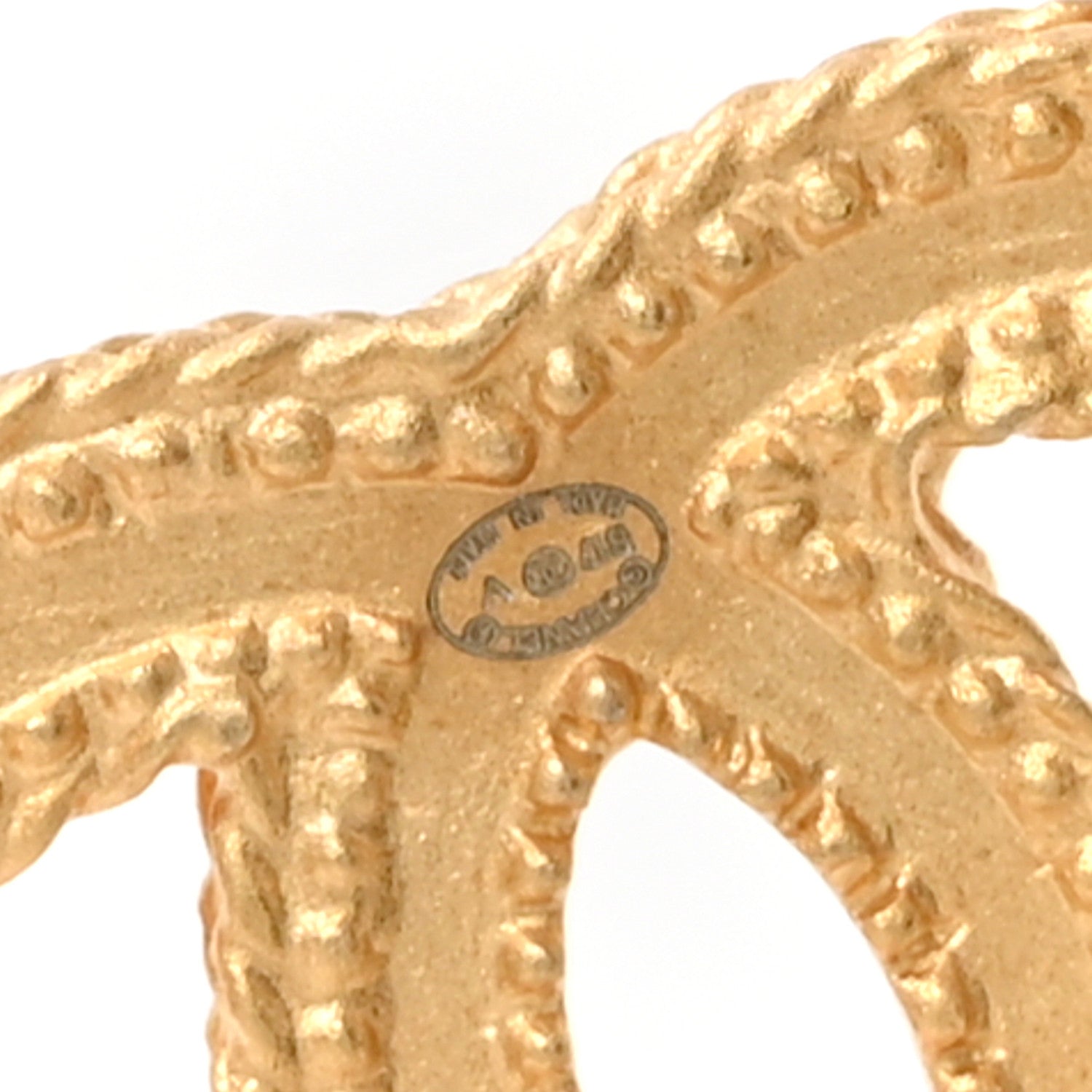 Chanel CC Drop Earrings Matte Gold 4 of 4