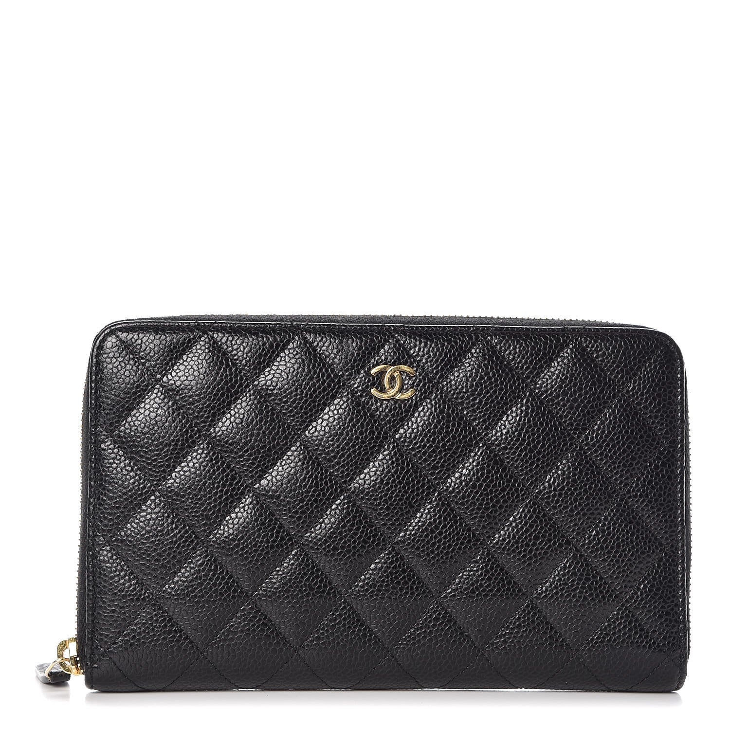 Chanel Caviar Quilted Large Zip Around Organizer Wallet Black 1 of 9