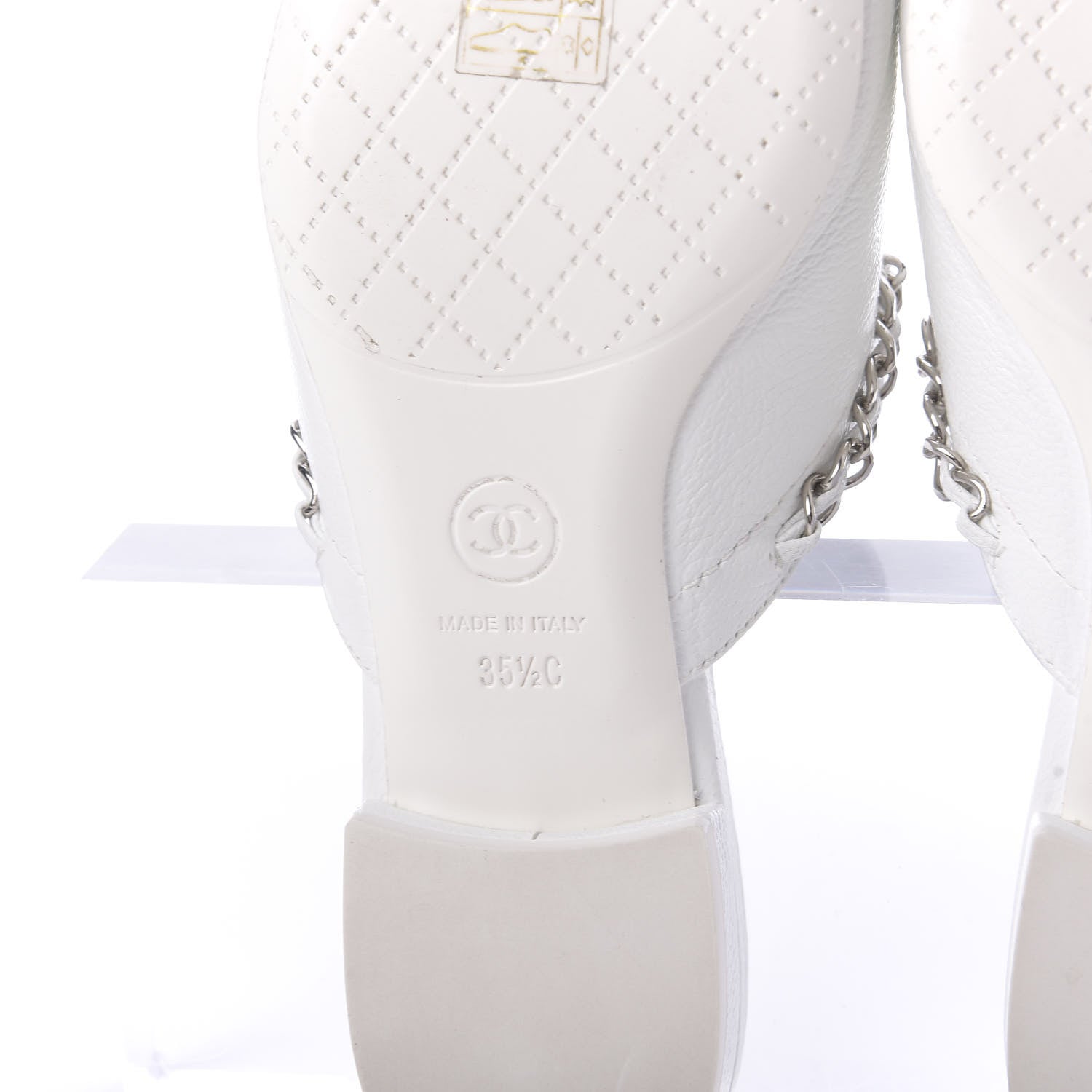 Chanel Goatskin Chain CC Mules 35.5 White 9 of 12