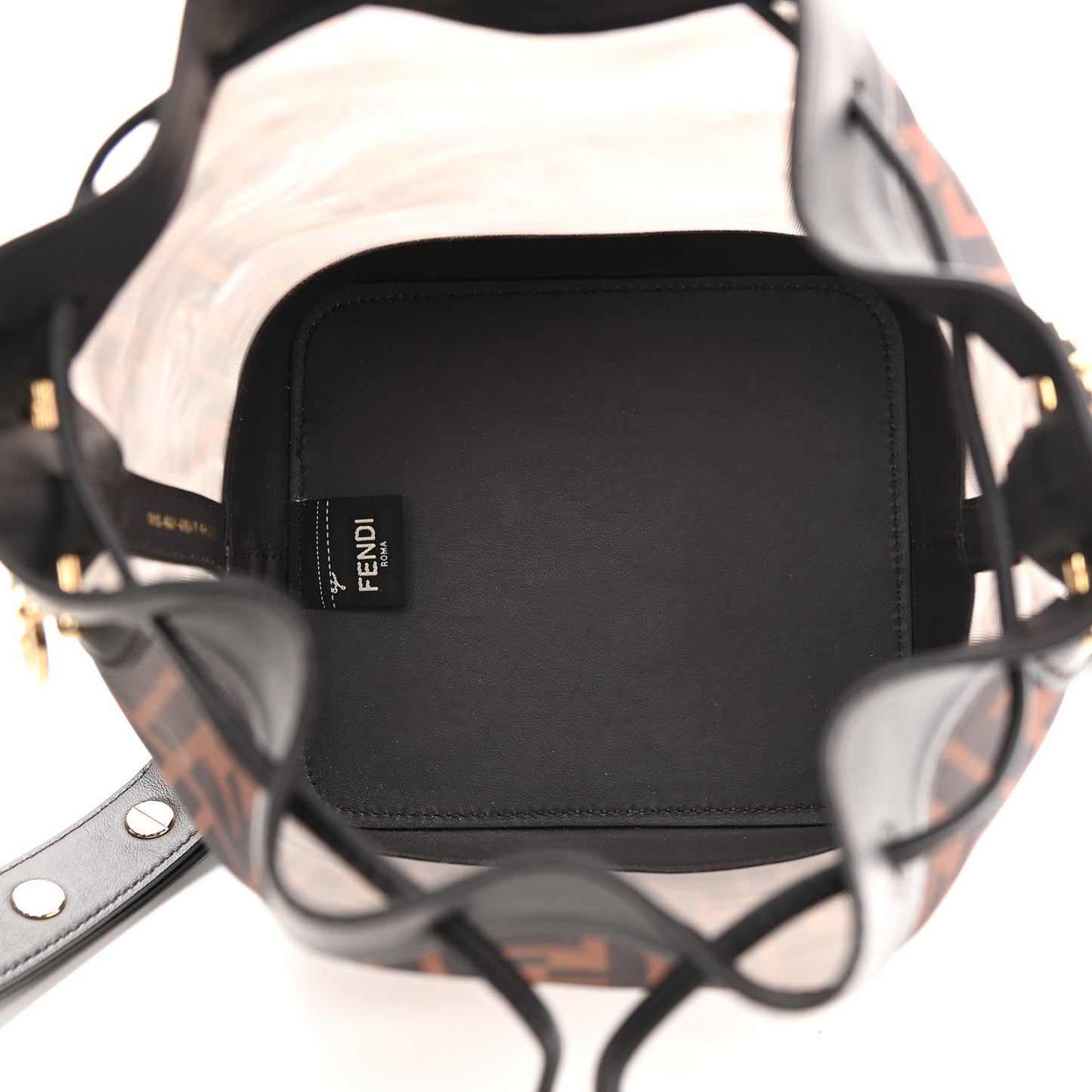 Mesh Vitello Grace F is Fendi FF 1974 Grande Mon Tresor Bucket Bag Marrone Black Ebano