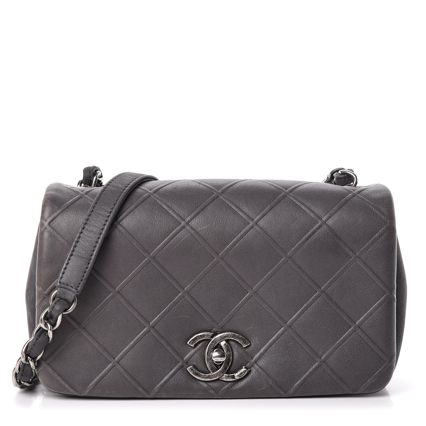Calfskin Diamond Embossed New Chic Flap Grey