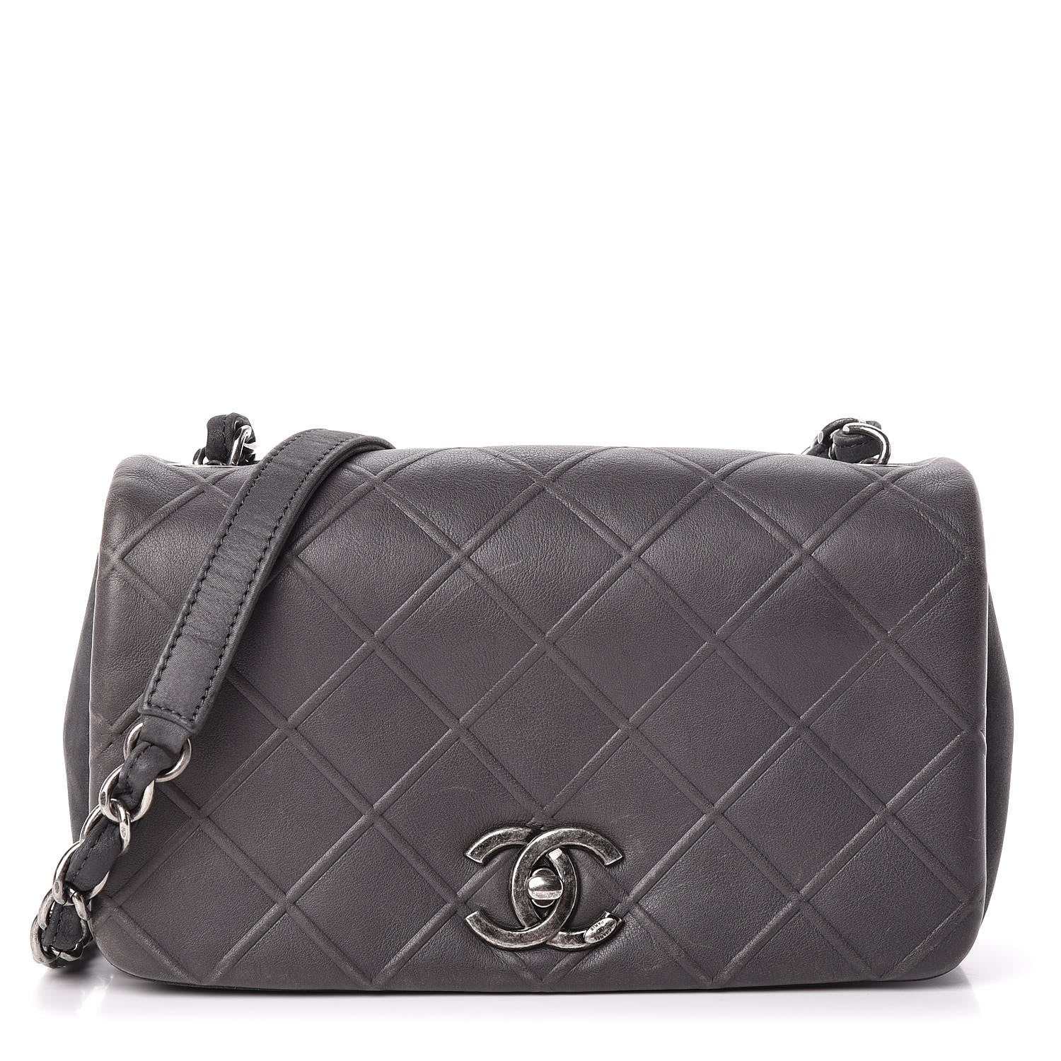 Chanel Calfskin Diamond Embossed New Chic Flap Grey 1 of 14