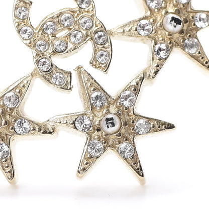 Chanel Crystal Pearl CC Star Earrings Gold 5 of 6