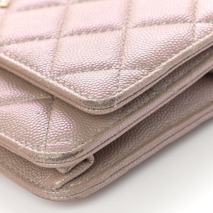 Chanel Iridescent Caviar Quilted Wallet On Chain WOC Beige 19 of 23