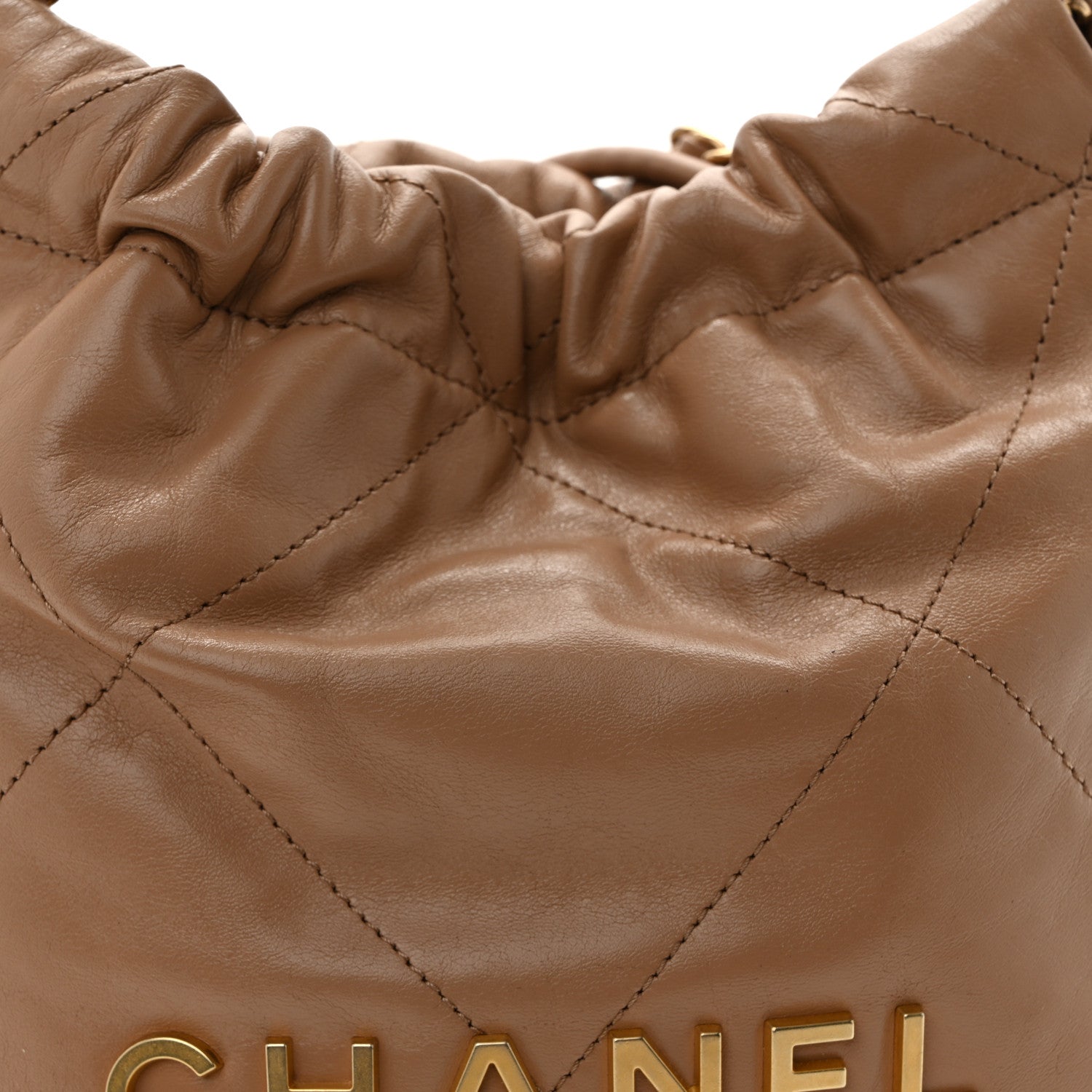 Chanel Shiny Calfskin Quilted Mini Chanel 22 Dark Beige 8 of 11