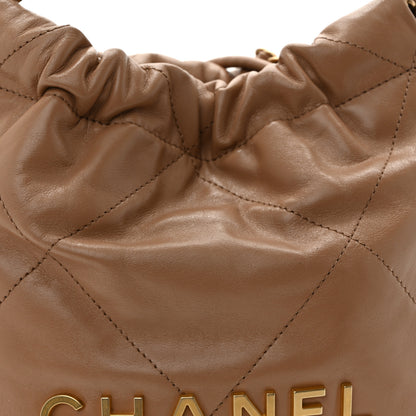 Chanel Shiny Calfskin Quilted Mini Chanel 22 Dark Beige 8 of 11