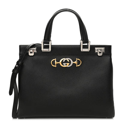 Gucci Grainy Calfskin Medium Zumi Top Handle Bag Black 1 of 11